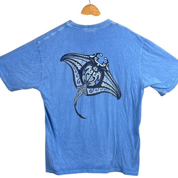 Crazy Shirts Garment Dyed Men's Tee Shirt Blue Hawaii Dye Size L Island Style - Picture 2 of 8